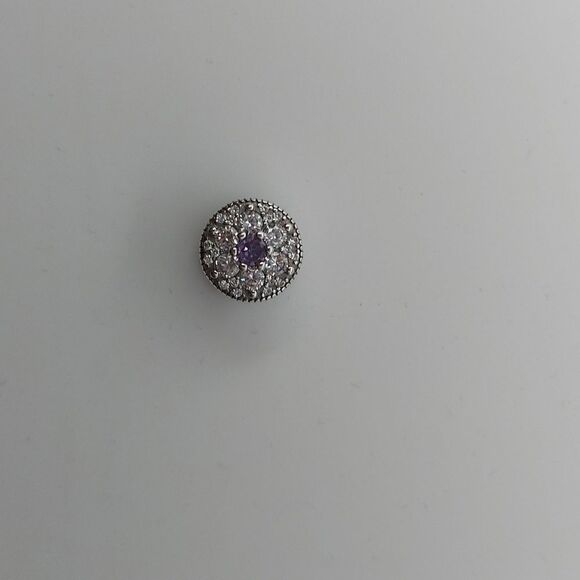 925 Sterling Silver Purple Flower Charm - Picture 8 of 8
